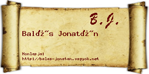 Balás Jonatán névjegykártya